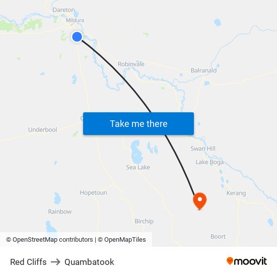 Red Cliffs to Quambatook map