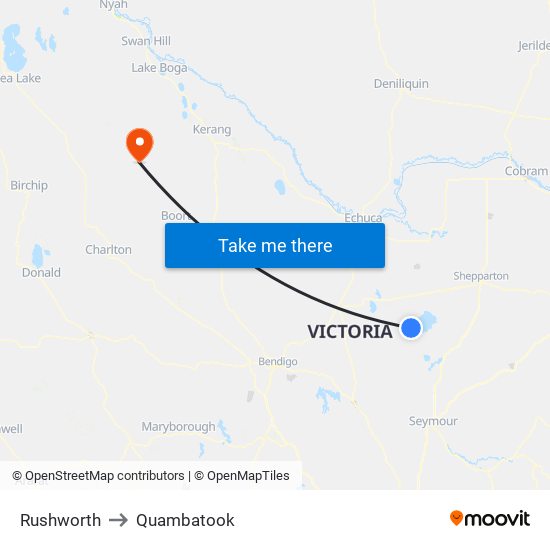 Rushworth to Quambatook map