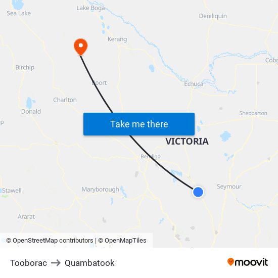 Tooborac to Quambatook map