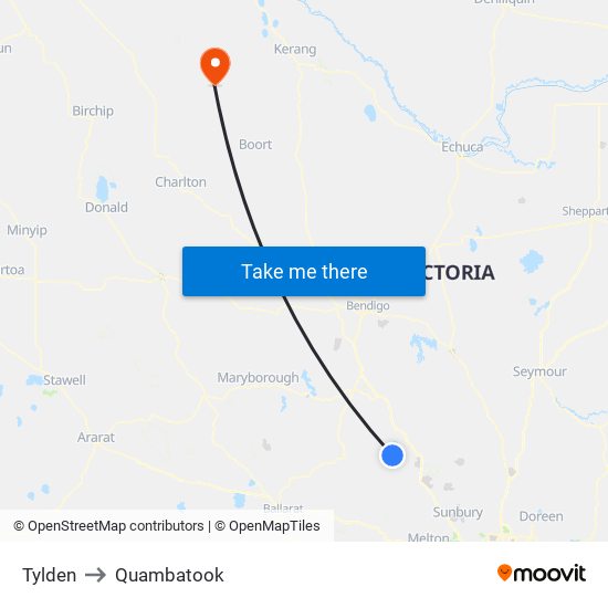 Tylden to Quambatook map