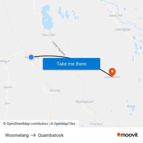 Woomelang to Quambatook map