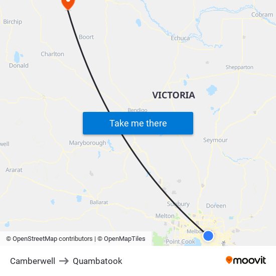 Camberwell to Quambatook map