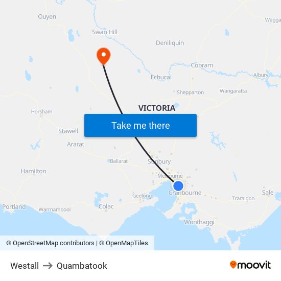 Westall to Quambatook map