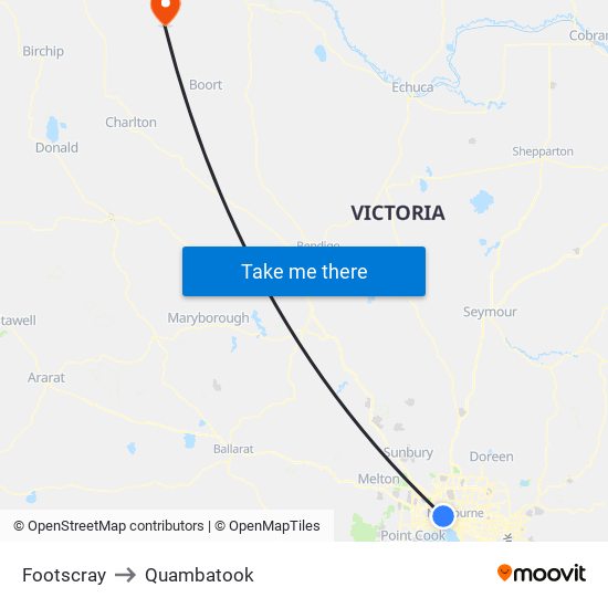Footscray to Quambatook map