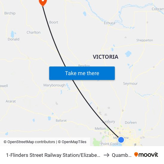 1-Flinders Street Railway Station/Elizabeth St (Melbourne City) to Quambatook map