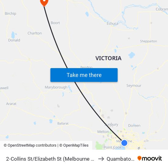 2-Collins St/Elizabeth St (Melbourne City) to Quambatook map
