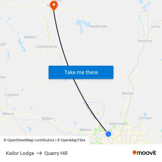 Keilor Lodge to Quarry Hill map