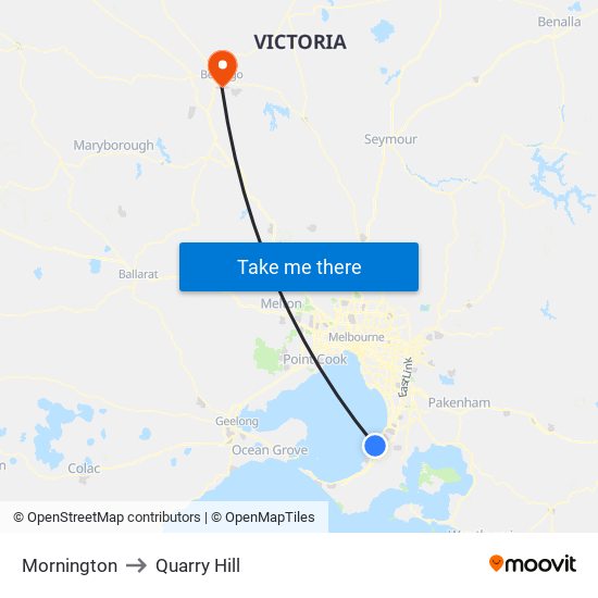 Mornington to Quarry Hill map