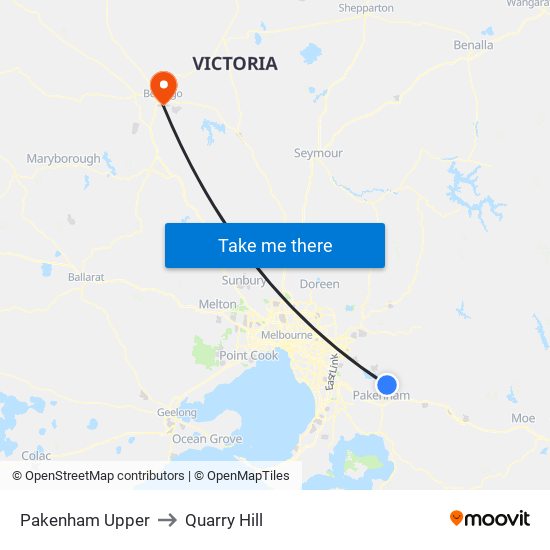 Pakenham Upper to Quarry Hill map