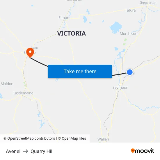 Avenel to Quarry Hill map