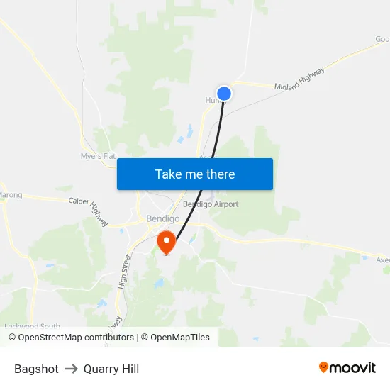 Bagshot to Quarry Hill map