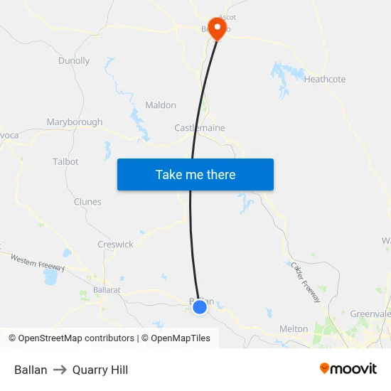 Ballan to Quarry Hill map