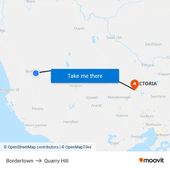 Bordertown to Quarry Hill map
