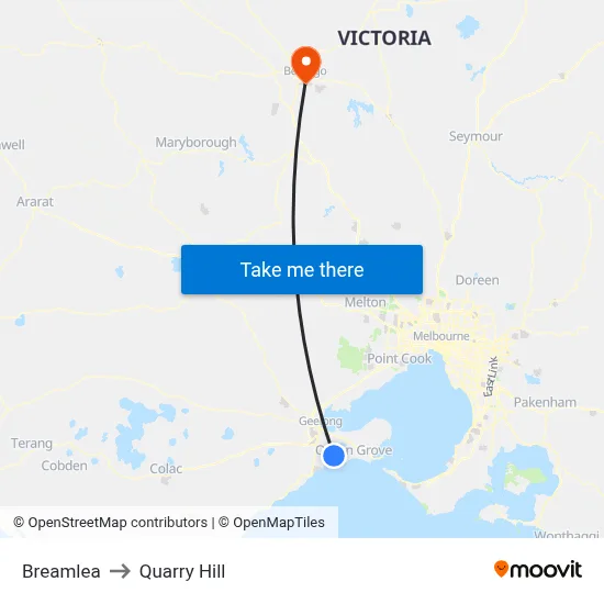 Breamlea to Quarry Hill map