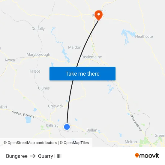 Bungaree to Quarry Hill map