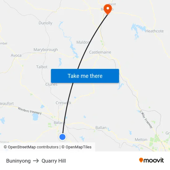 Buninyong to Quarry Hill map