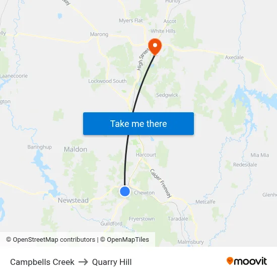 Campbells Creek to Quarry Hill map