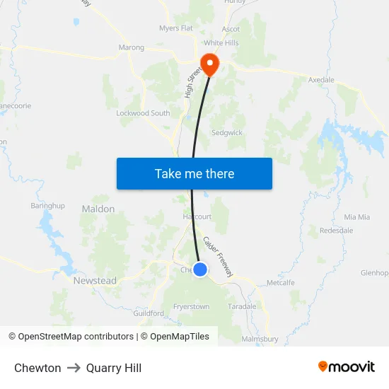 Chewton to Quarry Hill map