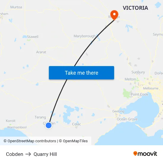 Cobden to Quarry Hill map