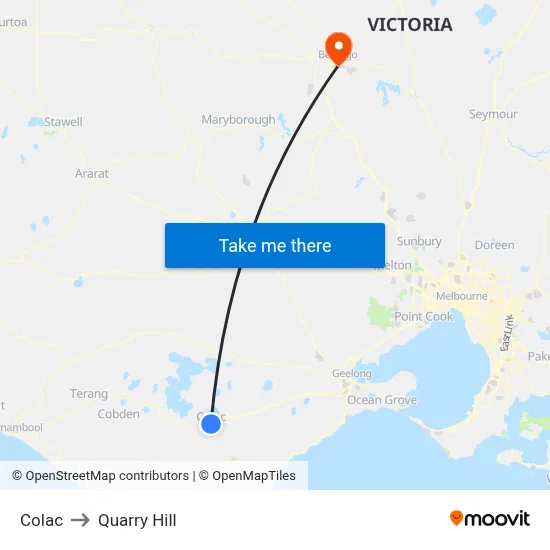 Colac to Quarry Hill map