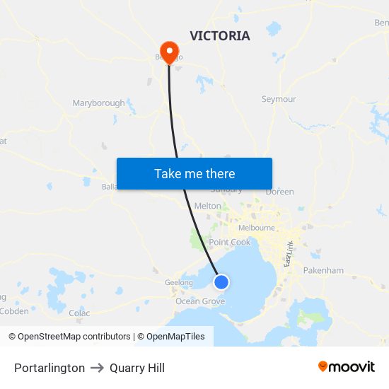 Portarlington to Quarry Hill map