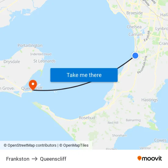 Frankston to Queenscliff map
