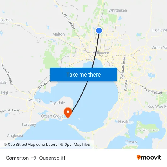 Somerton to Queenscliff map