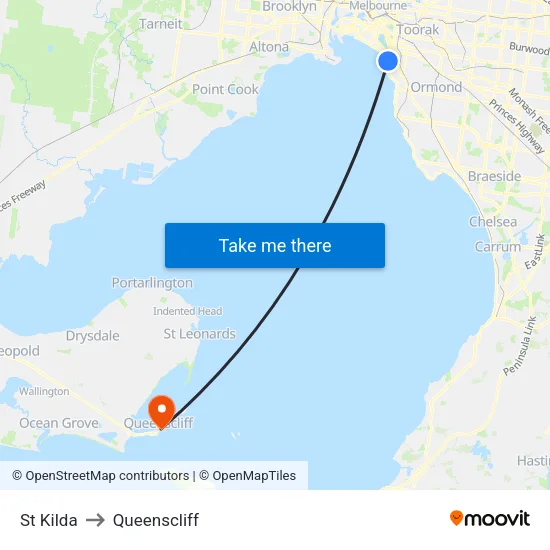 St Kilda to Queenscliff map
