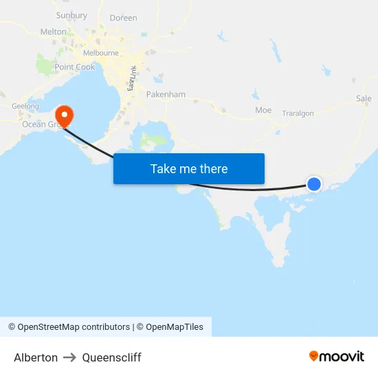 Alberton to Queenscliff map