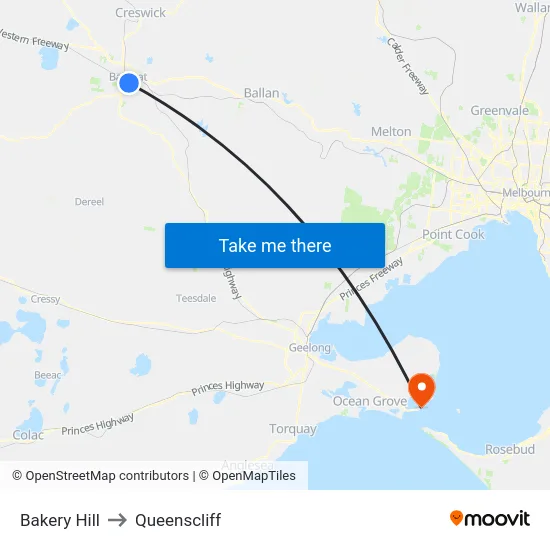 Bakery Hill to Queenscliff map
