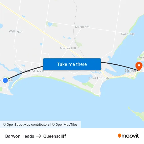 Barwon Heads to Queenscliff map