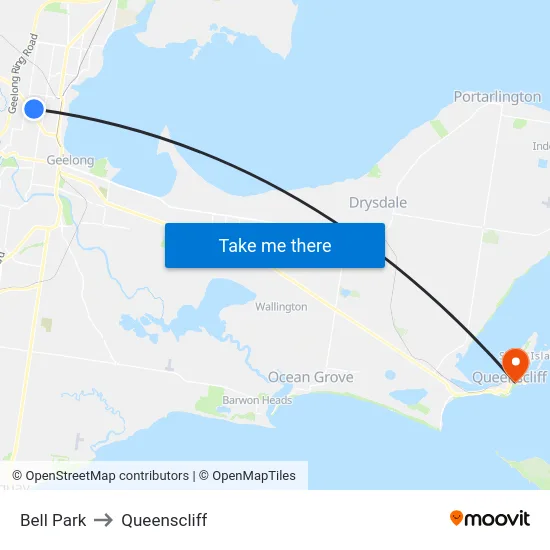 Bell Park to Queenscliff map