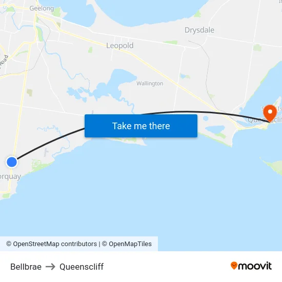 Bellbrae to Queenscliff map