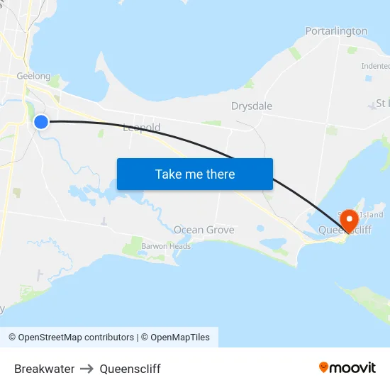 Breakwater to Queenscliff map