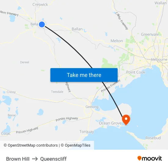 Brown Hill to Queenscliff map