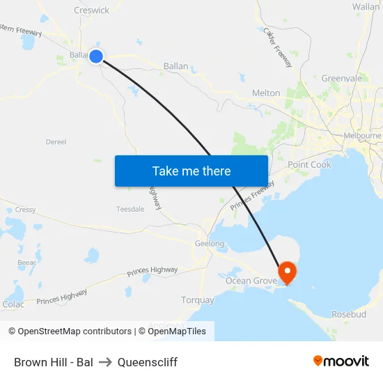 Brown Hill - Bal to Queenscliff map