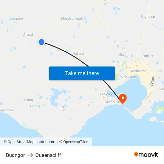 Buangor to Queenscliff map
