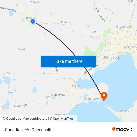 Canadian to Queenscliff map