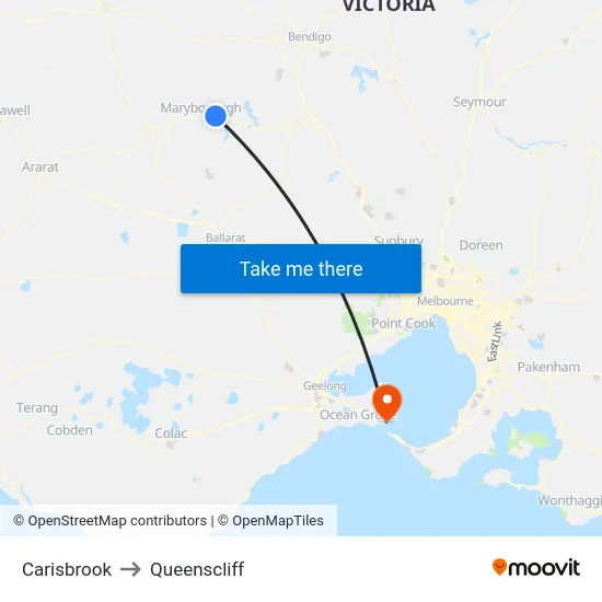Carisbrook to Queenscliff map