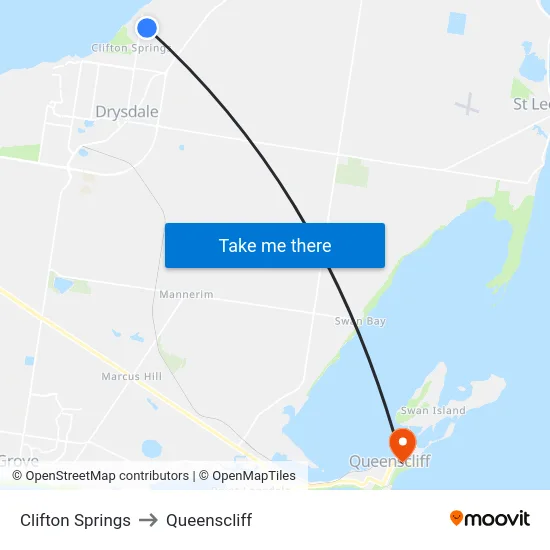 Clifton Springs to Queenscliff map