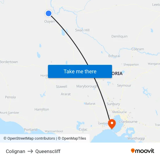 Colignan to Queenscliff map
