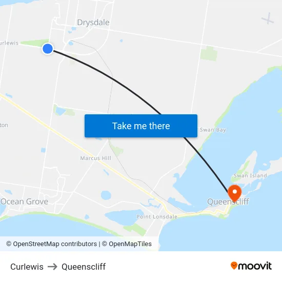 Curlewis to Queenscliff map