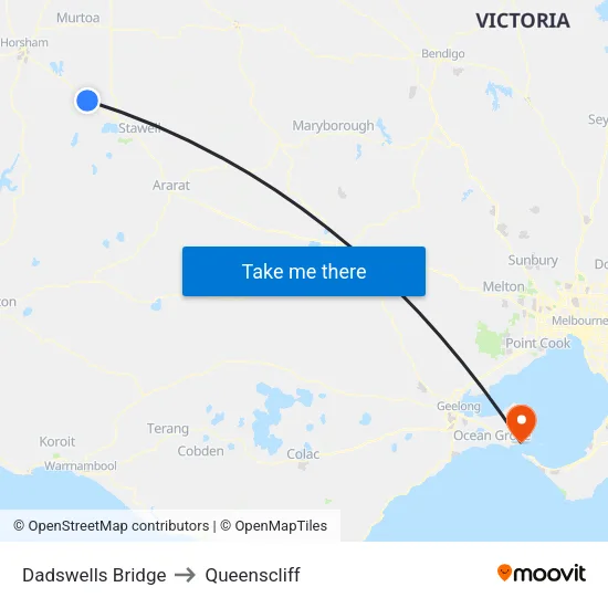 Dadswells Bridge to Queenscliff map