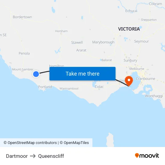 Dartmoor to Queenscliff map
