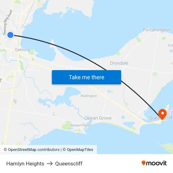 Hamlyn Heights to Queenscliff map