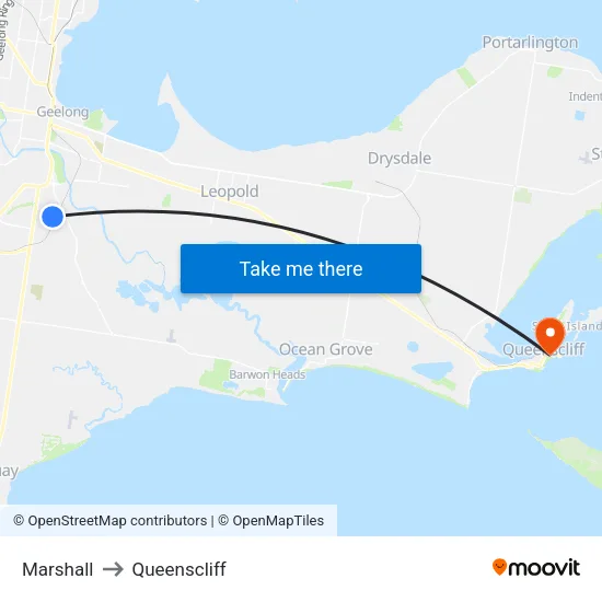 Marshall to Queenscliff map
