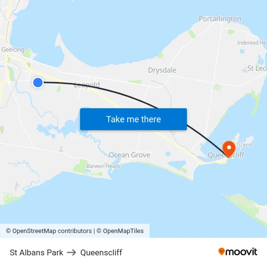 St Albans Park to Queenscliff map