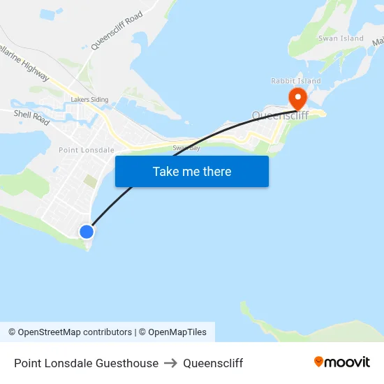 Point Lonsdale Guesthouse to Queenscliff map