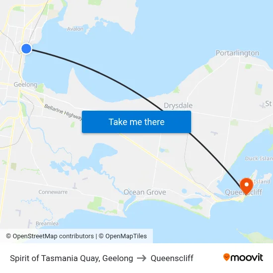 Spirit of Tasmania Quay, Geelong to Queenscliff map