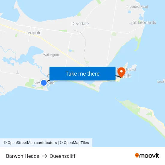 Barwon Heads to Queenscliff map